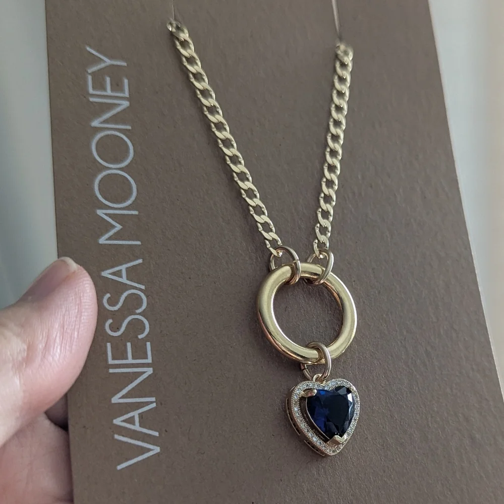 ⛔ SOLD ⛔ Vanessa Mooney Mini Sloane Choker Gold and Blue Heart Necklace - Picture 3 of 4